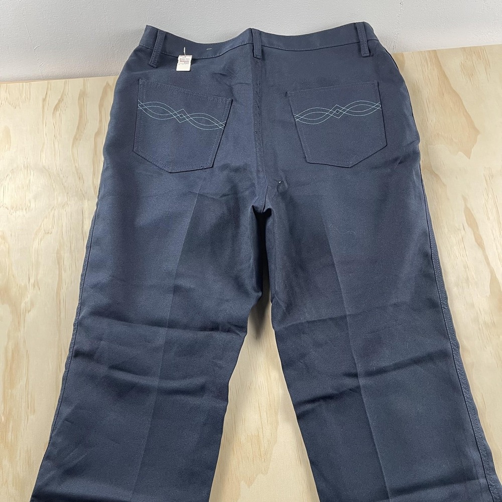 Vintage Blue Chino Pants Mens 34x30 Straight‎ Leg Embroidered Workwear Casual